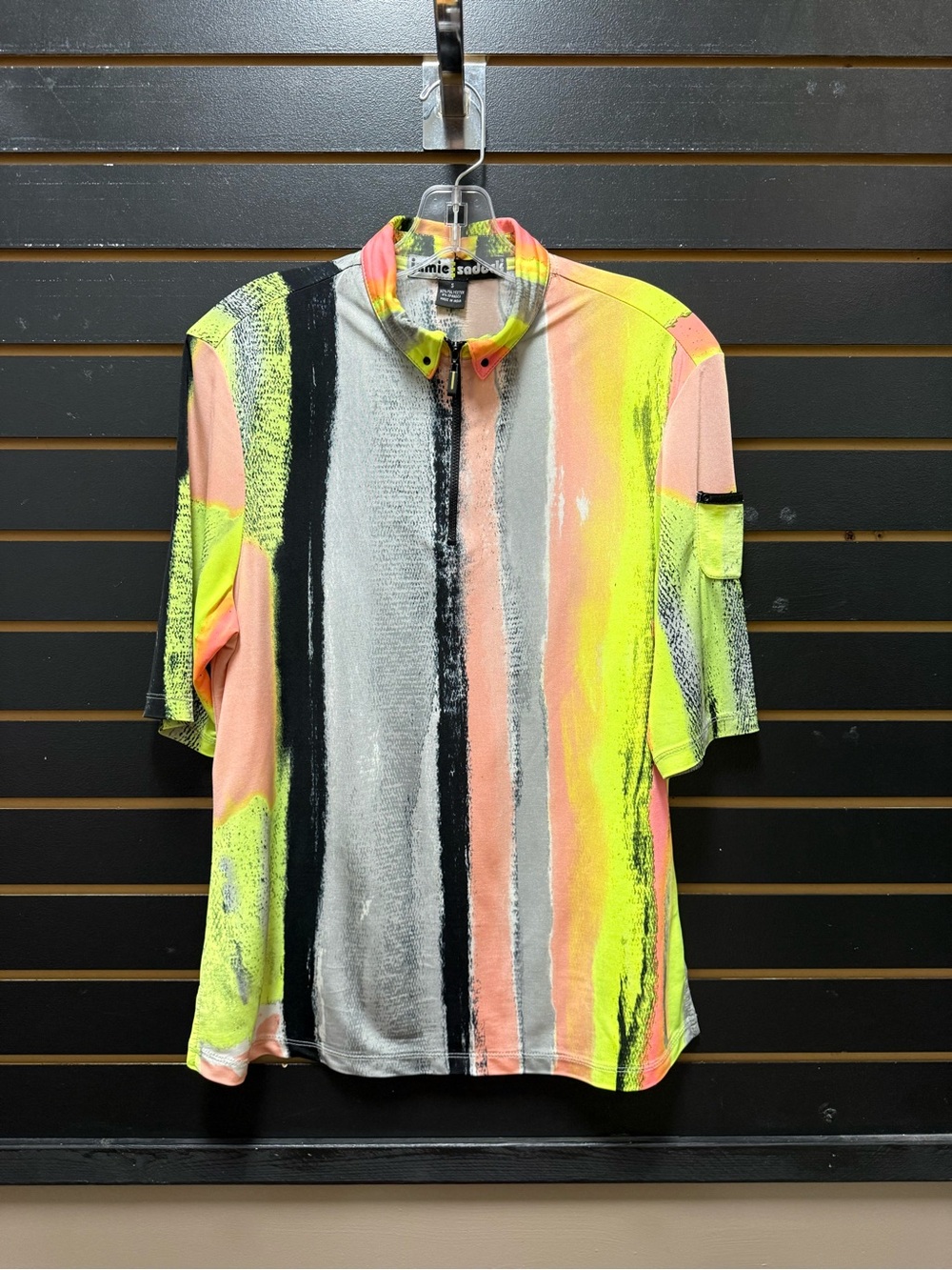 Jamie Sadock Abstract Stripe Quarter Zip Golf Polo Shirt Size Small